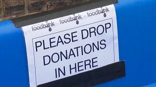Spendenbox am Eingang der Norwood & Brixton foodbank in London