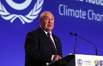 Armenian President Armen Sarkissian speaks during the UN Climate Change Conference COP26 in Glasgow, Scotland, Tuesday, Nov. 2, 2021. 