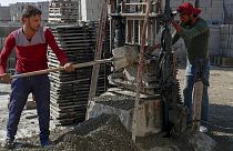 palesztin munkások egy gázai építkezésen