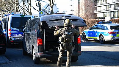 Rendőr bevetésen a heidelbergi egyetemnél 