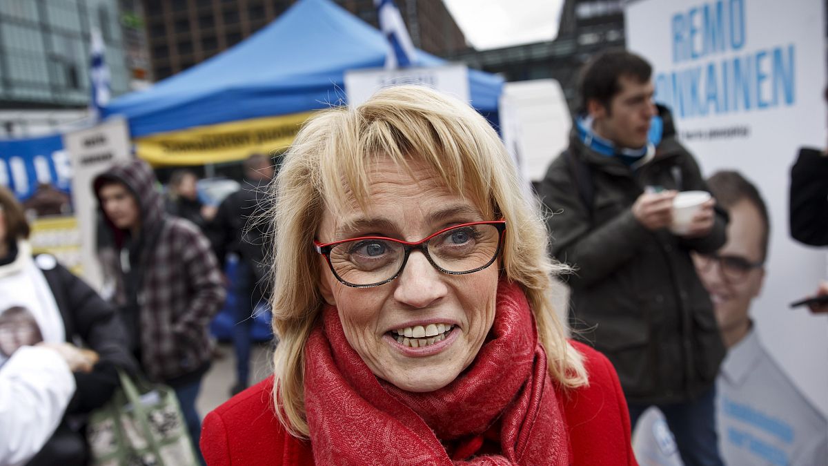 Paivi Rasanen campaigns for the Christian Democrats ahead of the 2015 parliamentary elections.