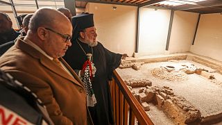 افتتاح موقع مخيتيم الأثري الذي يضم بقايا كنيسة بيزنطية في جباليا شمال قطاع غزة، 24 كانون الثاني 2022