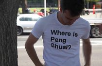 Einer der Zuschauer in Melbourne mit dem zeitweise umstrittenen Slogan "Wo ist Peng Shuai?"
