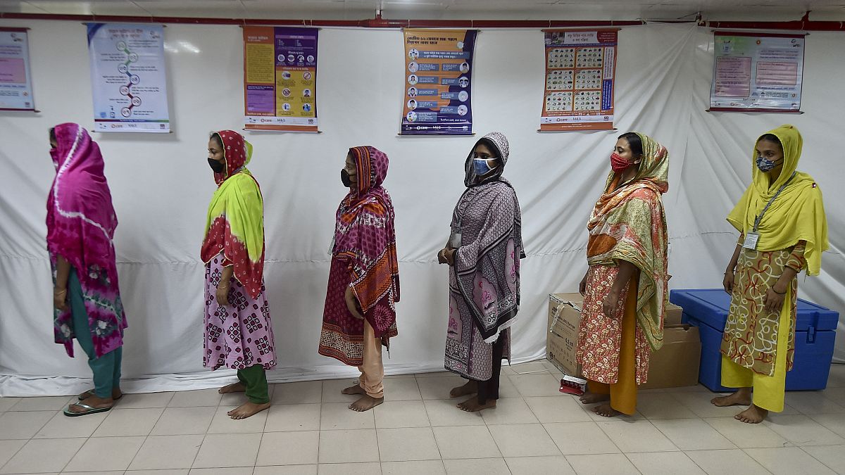 Female garment workers in Dhaka, Bangladesh.
