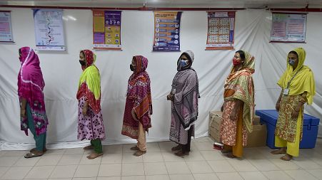 Female garment workers in Dhaka, Bangladesh.
