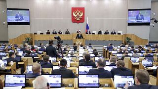 Глава МИД Сергей Лавров выступает в Госдуме по вопросу гарантий безопасности, 26 января 2022