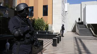 وحدات مغربية خاصة لمكافحة الإرهاب في مقر المكتب المركزي للتحقيقات القضائية بالقرب من الرباط، المغرب.