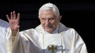  Pope Emeritus Benedict XVI as he arrives in St. Peter's Square in October 2014.