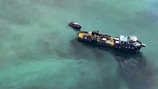 Un derrame de petróleo durante trabajos mientras se realizaban trabajos en un oleoducto submarino de la refinería de la empresa española Repsol., 26/2/2022, Callao, Perú