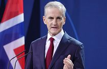 Norway's Prime Minister Jonas Gahr Store speaks during a press conference with Chancellor Olaf Scholz in Berlin, Wednesday Jan. 19, 2022.