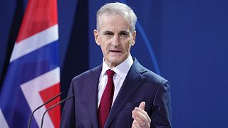 Norway's Prime Minister Jonas Gahr Store speaks during a press conference with Chancellor Olaf Scholz in Berlin, Wednesday Jan. 19, 2022.