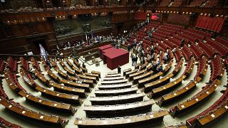 A general view of the Italian parliament during a voting session, in Rome, Thursday, Jan. 27, 2022.
