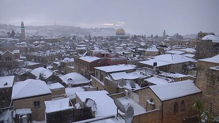 Rare snowfall blankets Jerusalem’s Old City