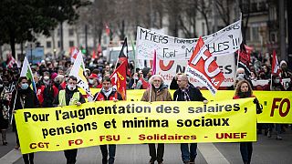 Des manifestants en faveur du pouvoir d'achat à Nantes (France), le 27 janvier 2022