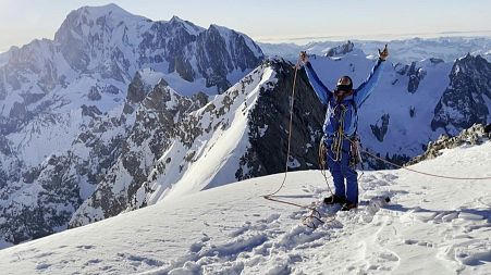 Charles Dubouloz at the top of the Grandes Jorasses