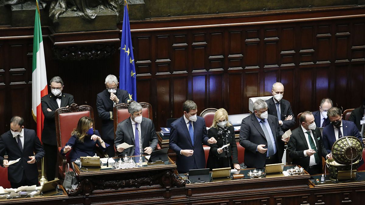 Les votes pour l'élection du président italien sont comptabilisés au Parlement, Rome le 27 janvier 2022