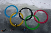 Olympic Rings made out of rotating ice carousels were created, in support of the Finnish Olympic team