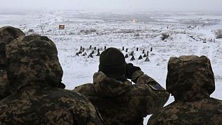 Ukrainian Military Forces servicemen attend a military drill
