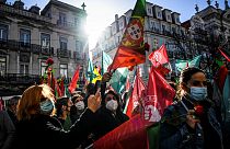 Militantes em comício do PS em Lisboa