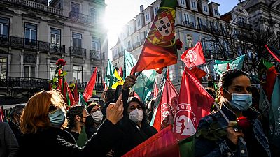 Militantes em comício do PS em Lisboa