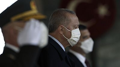 Turkey's President Recep Tayyip Erdogan stands with other Turkish leaders to lay a wreath on Republic Day, in Ankara Turkey's President Recep Tayyip Erdogan stands with other Turkish leaders to lay a wreath on Republic Day, in Ankara