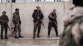 مقاتلون من قوات سوريا الديمقراطية الكردية في الحسكة شمال شرق سوريا.