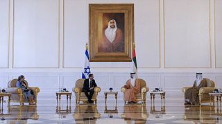 Israeli President Isaac Herzog and First Lady Michal Herzog meet with UAE Foreign Minister, Sheikh Abdullah bin Zayed Al Nahyan in Abu Dhabi