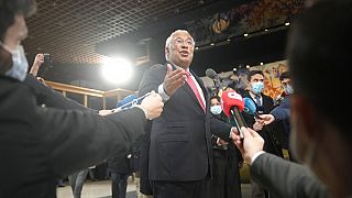 Le premier ministre Antonio Costa s'exprimait devant des journalistes dans l'attente des résultats, le 30 janvier 2022.