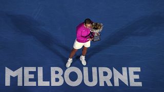 Rafael Nadal of Spain holds the Norman Brookes Challenge Cup after defeating Daniil Medvedev of Russia in the men's singles final at the Australian Open