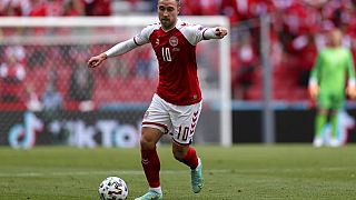 Christian Eriksen durante Danimarca-Finlandia del 12 giugno 2021, pochi minuti prima dell'arresto cardiaco.