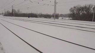 Vías del tren cerca de la frontera con Ucrania