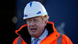 British Prime Minister Boris Johnson visits Tilbury Docks in Tilbury, England, Jan. 31, 2022. 
