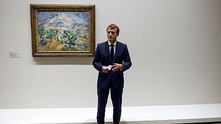 Macron visits a Cézanne painting; the discovery of an early work by the French master is a coup for the art world