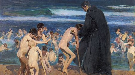 'Sad Inheritance' by Joaquín Sorolla (1899) - depicting crippled children bathing in the sea in Valencia