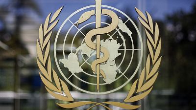 The logo of the World Health Organization is seen at the WHO headquarters in Geneva, Switzerland, June 11, 2009. 