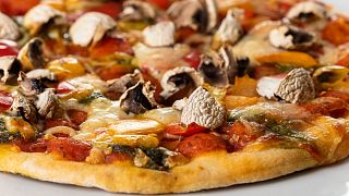A file picture of a pizza with mushrooms