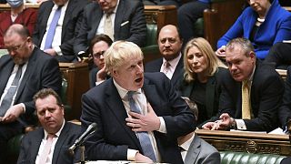 Britain's Prime Minister Boris Johnson speaks in the Houses of Commons, London, Monday 31 January 2022