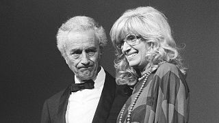 Michelangelo Antonioni et Monica Vitti au Festival de Cannes, le 26 mai 1982
