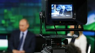 A Russia Today stúdiójában az orosz elnök 2013-ban - archív felvétel