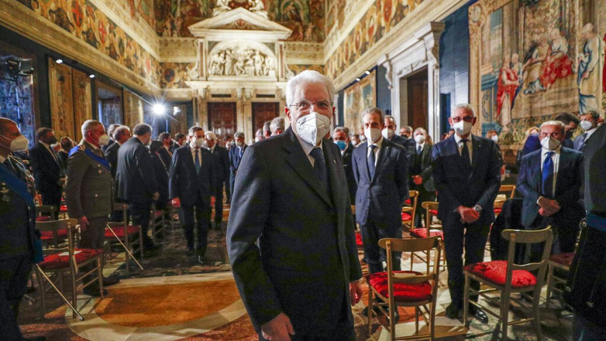 Sergio Mattarella a Montecitorio dopo aver giurato come Presidente della Repubblica italiana