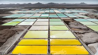 Champs de lithium dans les salines de Salar de Atacama au nord du Chili.