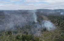 Imágen de los incendios en el parque natural de Karukinka, en el sur de Chile