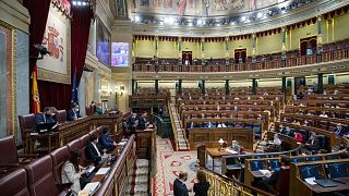 A parliamentary session in Madrid, Spain, Oct. 22, 2020.