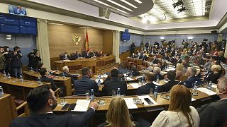 Montenegro lawmakers take part in the parliament session in Podgorica, Montenegro