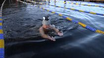 Stockholm hosts cold water swimming competition in 1.9° celsius lake.