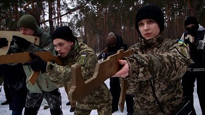 Ukraine civilians in military training