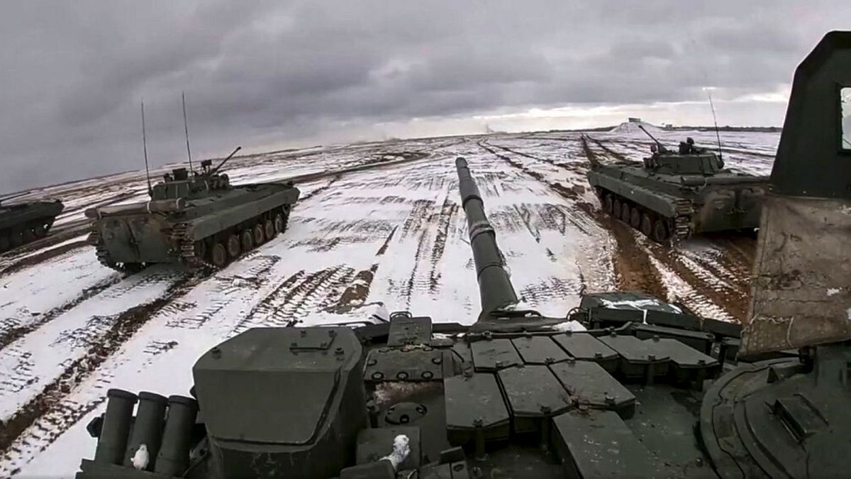 Russian Defense Ministry Press Service: Russian and Belarusian armored vehicles