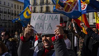 Protest against COVID restrictions and vaccines in Madrid