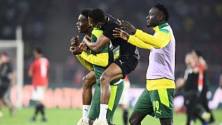 Les joueurs sénégalais célèbrent leur victoire à Yaoundé (Cameroun), le 6 février 2022
