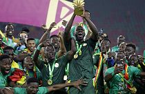 Senegals Mannschaft nach dem Finale in Kameruns Hauptstadt Jaunde